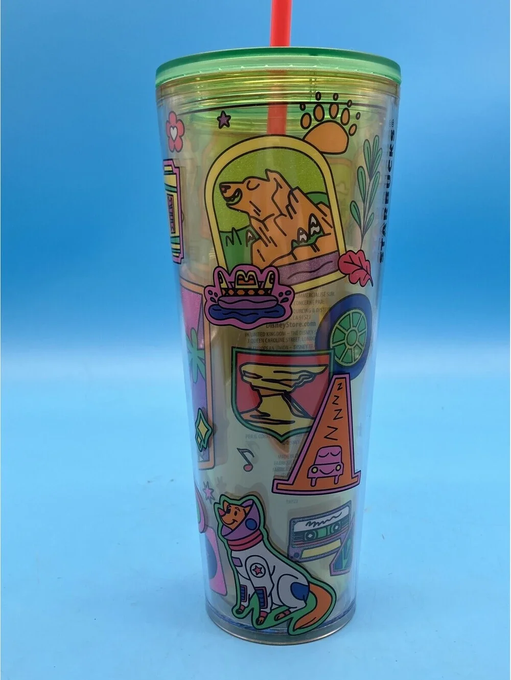 Starbucks Disney California Adventure Cold Cup Tumbler Multicolor Straw Lid